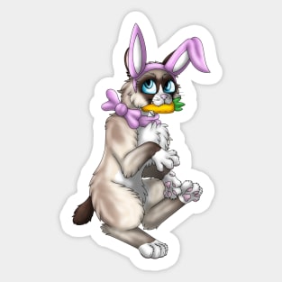 Bobtail BunnyCat: Snowshoe Point (Pink) Sticker